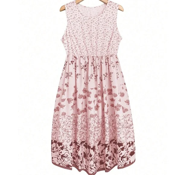 Plus Floral Print Tank summer Cottagecore Dress - Picture 8 of 8